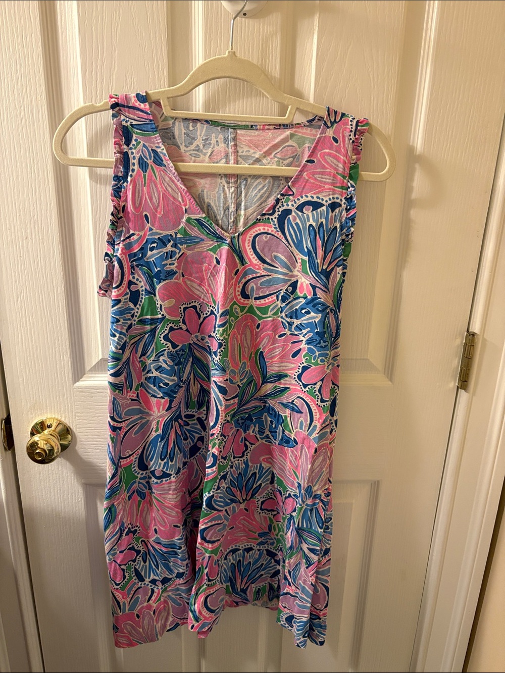 Lilly Pulitzer Sleeveless Floral Shift Dress - Pink & Blue - Size S